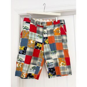 Loudmouth Golf Mens Multicolor Patchwork Cotton Bermuda Short Size 36